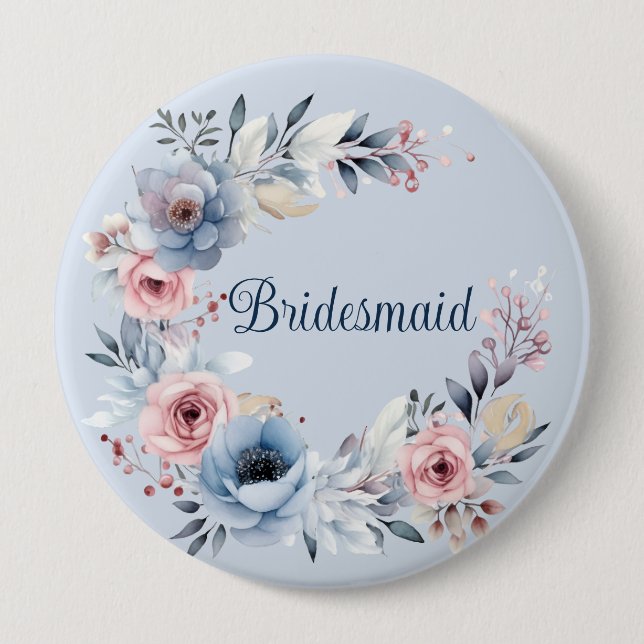 Bridesmaid favour gift 10 cm round badge (Front)