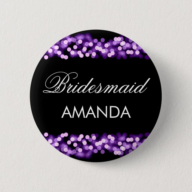 Bridesmaid Favour Purple Hollywood Glam 6 Cm Round Badge (Front)