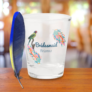 Bridesmaid Favour Vintage Parakeet  Shot Glass