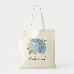 Bridesmaid Floral Blue Hydrangea Foliage Tote Bag