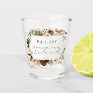 Bridesmaid Floral Fall Autumn Foliage Wedding Shot Glass