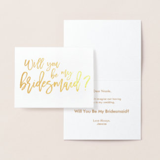 Bridesmaid Foil Card |  Will You Be My Bridesmaid