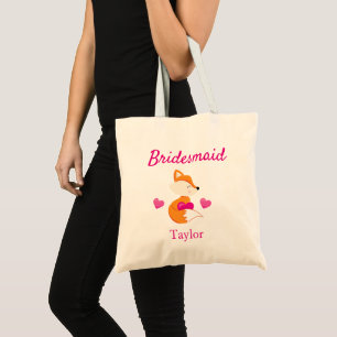 Bridesmaid Fox and Hearts Tote Bag