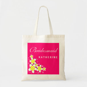Bridesmaid Frangipani Floral Budget Tote Bag