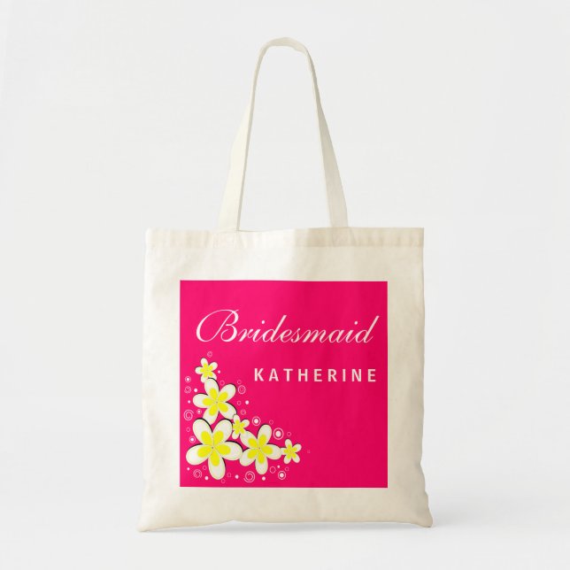 Bridesmaid Frangipani Floral Budget Tote Bag (Front)