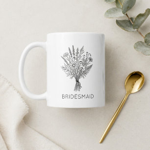 Bridesmaid Gift Black and White Floral Coffee Mug