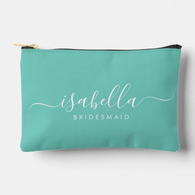 Bridesmaid Gift Blue Aqua  Accessory Pouch (Front)
