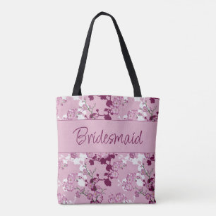 Bridesmaid Gift Elegant Pink Cherry Blossoms  Tote Bag