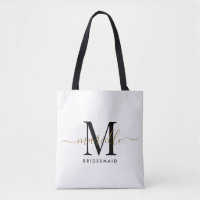 Bridesmaid Gift Gold Monogram White