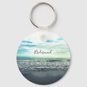 Bridesmaid Gift Party Favour Beach Ocean Abstract Key Ring
