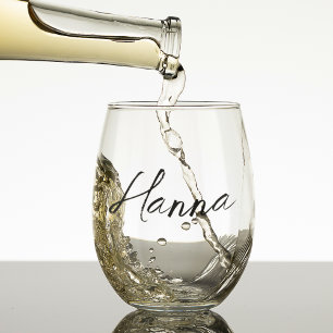 Bridesmaid Gift Personalised Feminine Script Name Stemless Wine Glass