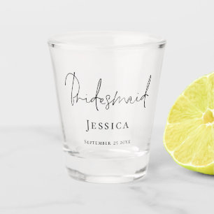 Bridesmaid Gift Script Name Wedding Date Shot Glass