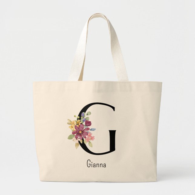 Bridesmaid Gift Wild Flower Alphabet G Tote Bag (Front)
