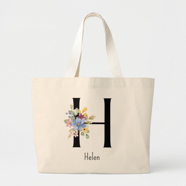 Bridesmaid Gift Wild Flower Alphabet H Tote Bag (Front)