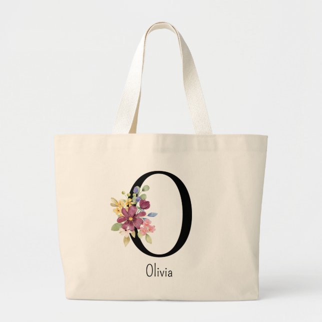 Bridesmaid Gift Wild Flower Alphabet O Tote Bag (Front)