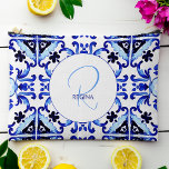 Bridesmaid gifts talavera blue tiles monogram<br><div class="desc">Bridesmaid gifts talavera azulejo maiolica blue tiles monogram beauty bag Accessory Pouch ,  personalised bridal party gifts,  gifts for her,  beauty bag</div>