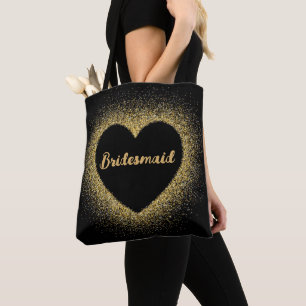 Bridesmaid Gold Glitter Elegant Script Wedding Tote Bag