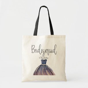 Bridesmaid Gold Sparkle Feminine Dress Personalise Tote Bag