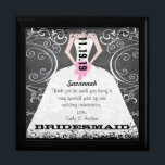 Bridesmaid Gown Bouquet  Black Lacquer Jewellery B Gift Box<br><div class="desc">Wedding Black Lacquer Keepsake Custom Designer Personalised Jewellery Box or Memory Box Elegant Unique Wedding Anniversary</div>