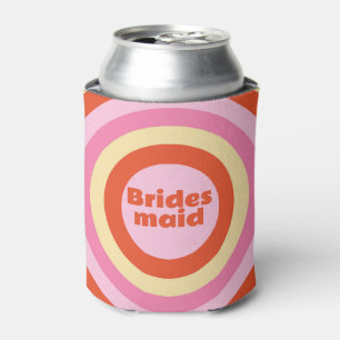 Bridesmaid Groovy Retro Vintage Seventies Circle Can Cooler