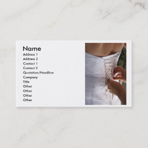 Bridesmaid hand lacing wedding dress photograph business card