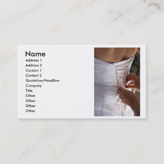 Bridesmaid hand lacing wedding dress photograph business card