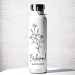 Bridesmaid Hand Scripted Name Floral Bachelorette Water Bottle<br><div class="desc">Celebrate in style with our Name Hand Scripted Bachelorette Bridal Party Thermal Wine Tumbler. Featuring an elegant, personalised script design, this tumbler is perfect for keeping beverages at the ideal temperature during your bridal festivities. Crafted from high-quality, insulated materials, it’s as practical as it is chic. Ideal for bachelorette parties,...</div>