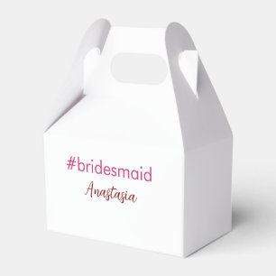 Bridesmaid hashtag light pink add name bride tribe favour box