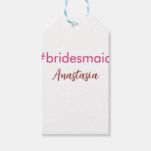 Bridesmaid hashtag light pink add name bride tribe gift tags