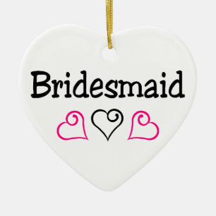 Bridesmaid Hearts Ceramic Tree Decoration