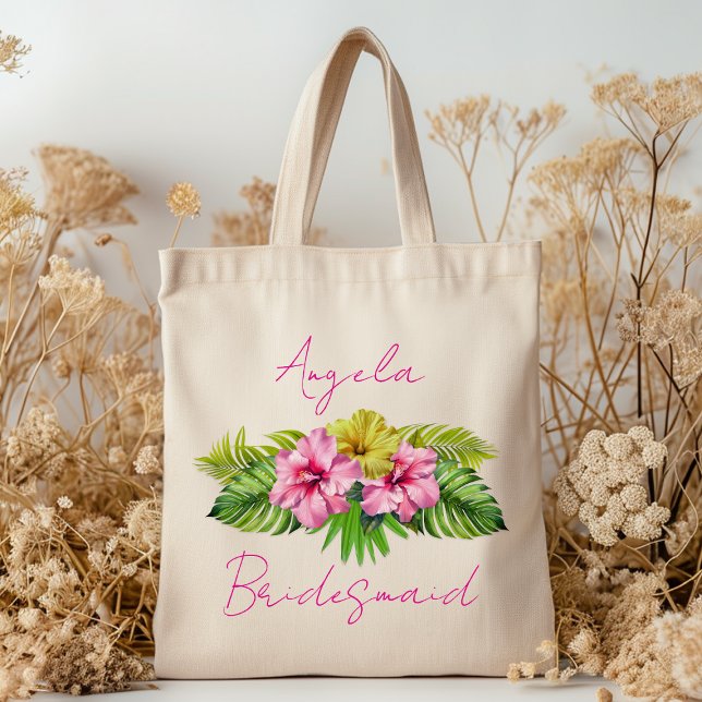 Bridesmaid Hibiscus Flowers Personalized Bag (Creator Uploaded)
