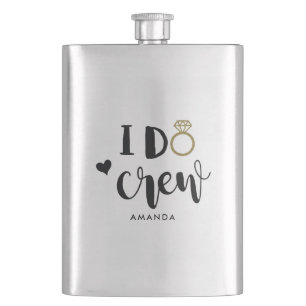 Bridesmaid I Do Crew Black and White  Flask