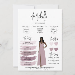 Bridesmaid Info Card Bridal Party Information