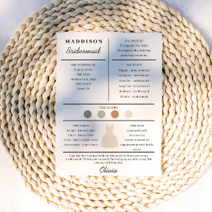 Bridesmaid Information Card
