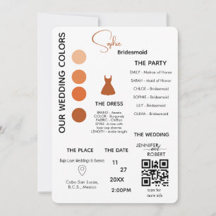 Bridesmaid Information Card   َBurnt orange