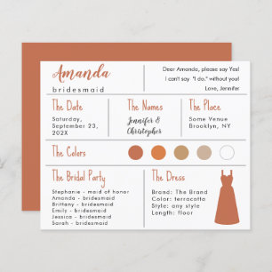 Bridesmaid Information Card - Terracotta Neutrals