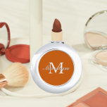 Bridesmaid Initial and Name Burnt Orange Compact Mirror<br><div class="desc">A personalised compact mirror for your wedding bridesmaid that has her initial and name on a trendy,  burnt orange colour background. Edit to replace initial and name. Select your compact mirror style. Customise further to change font styles and sizes if desired.</div>
