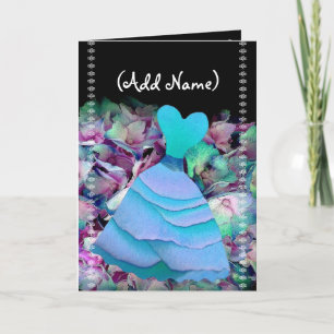 Bridesmaid Invitation BLUE Gown on Flower Cloud