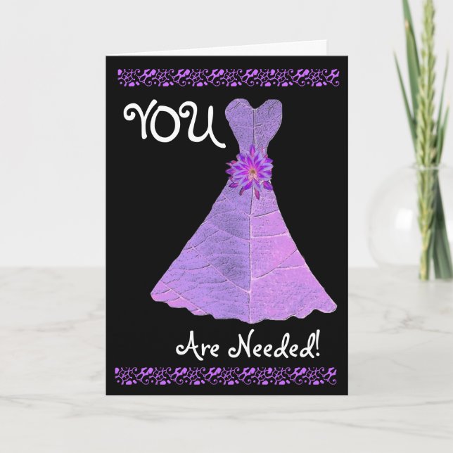 BRIDESMAID Invitation PURPLE Gown (Front)
