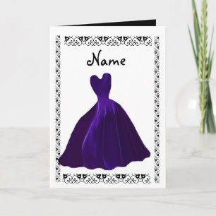 BRIDESMAID Invitation - ROYAL PURPLE Leaf Gown
