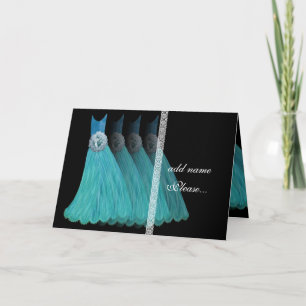 Bridesmaid Invitation - Turquoise Blue Gowns