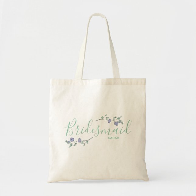 Bridesmaid, Lavender & Sage Floral Tote Bag (Front)