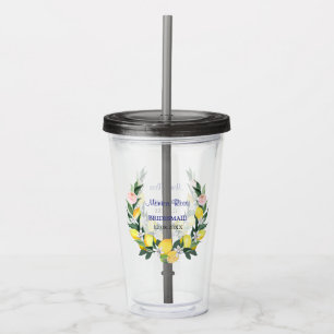 Bridesmaid Lemon Blue Italian Bridal Shower Name Acrylic Tumbler