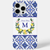 Bridesmaid Lemons Blue Italian Tiles Bridal Shower