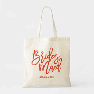 Bridesmaid Lettering Orange Script Tote Bag