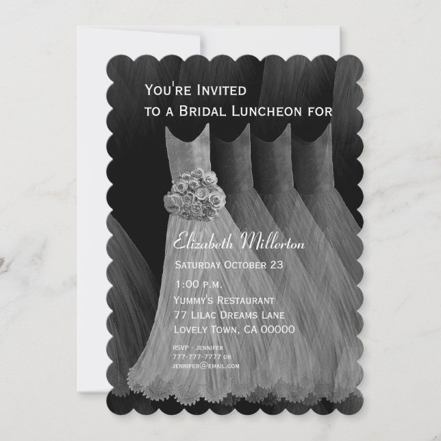 Bridesmaid Luncheon Brunch Silver Dresses V07 Invitation (Front)