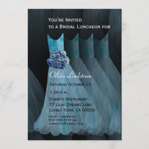 Bridesmaid Luncheon or Brunch Blue Dresses Invitation