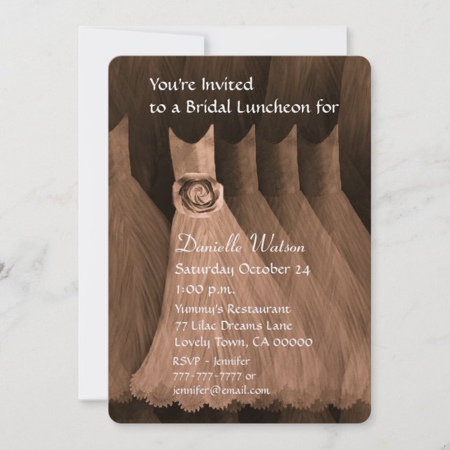 Bridesmaid Luncheon or Brunch Bronze Metallic Invitation (Front)