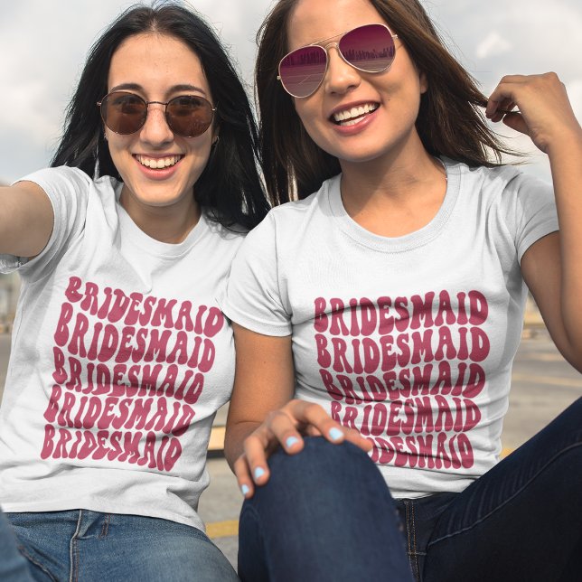 Bridesmaid Magenta Custom Matching Bridal Party T-Shirt (Creator Uploaded)