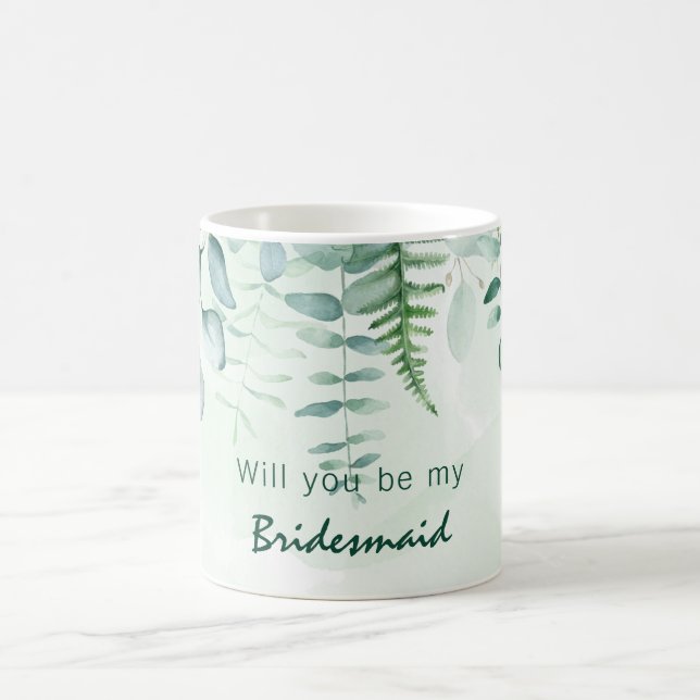 Bridesmaid maid of honour eucalyptus greenery coffee mug (Center)